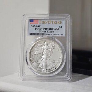2024-W SILVER EAGLE $1 FIRST STRIKE PCGS PR70DCAM 1st 30 DAY INITIAL REL FLAG